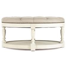 Genuine cowhide leather moroccan ottoman coffee table pouf footstool beanbag. Marseille French Country Cream Ivory Linen Round Tufted Coffee Table Ottoman Kathy Kuo Home