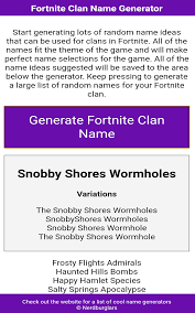 If fortnite doesn't give you the option to change the font of your username, then how is it possible to copy and paste these special symbols and use them in your name? Clan Name Generator For Fortnite Amazon De Apps Fur Android