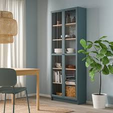 Every model in the billy series also features adjustable shelves so you can fit anything from books to trophies, and everything in between. Billy Bookcase With Glass Doors Grey Turquoise White Stained Oak Veneer 80x30x202 Cm Ikea