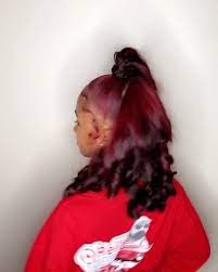 Atlponytails 17yearoldhairstylist Younghairstylist Redponytail Extendedponytail Weaveponytail Black Girl Red Hair Half Up Hair Braids For Black Hair