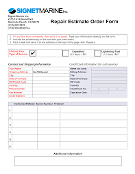 Sämtliche vorlagen können kostenlos und ohne anmeldung bearbeitet und als pdf mit wasserzeichen heruntergeladen werden. Kostenloses Repair Estimate Order Form Example