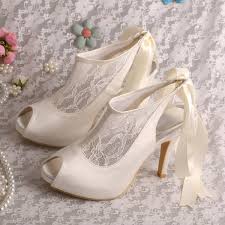 Cream Prom Shoes Open Toes Ribbon Buy Wedding Bridal Pumps Wedding Shoes Ivory Wedding Shoes Women Product On Alibaba Com