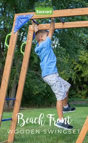 Beach Front Wooden Swing Set Wooden Swing Set Backyard Kids Backyard Playground