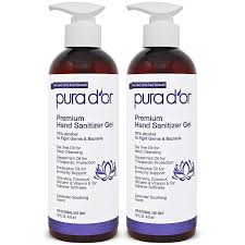 Isopropyl alcohol (91 percent or higher), aloe vera gel, and a few drops of essential oil. Amazon Com Pura D Or Hand Sanitizer Gel Lavender Scent 2 Pack 16oz 32oz Total 70 Alcohol Kills 99 Germs W Aloe Vera Tea Tree Waterless Deep Cleansing Moisturizing Formula Soothes Fights Germs Bacteria
