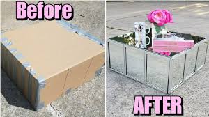 Diy mirror top coffee table. Diy Mirrored Coffee Table Made From Cardboard Z Gallerie Inspired Luxury For Less Ikea Hack Youtube