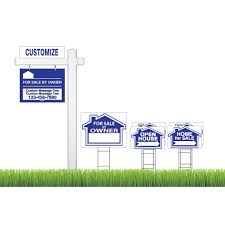 We made a clear and simple for sale by owner sign template that you can download for free. Deluxe Blue For Sale By Owner 7 Sign Bundle With Real Estate Post Stakes Personalized Rider For Yard Post Sam S Signs