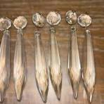 9 jeux de prismes de 4 pouces en cristal antique, lot de prismes anciens,  prisme de lustre antique, prismes liés, prisme à facettes 3 pouces,  octogone ...