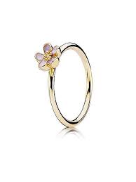 Pandora Pink Enamel Cherry Blossom Gold Ring The Pandora Pink Cherry Blossom Flower Ring Is One Of The Most Cherry Blossom Ring Pandora Jewelry Pandora Rings