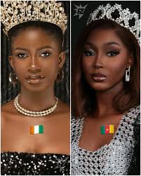 Cameroon and Côte d'Ivoire have crowned their new queens: Josiane Golonga  and Fatima Koné 🇨🇲🇨🇮👏🏽👑👑 The two in laws or friendly nations both  choseto embrace their natural EBONY skin tones for this