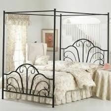 A standard full bed frame will be both longer and wider than the mattress, so you're going to have to consider that when measuring the space where. Full Queen King Size Black Metal Canopy Bed Frame Scroll Headboard Footboard Ebay