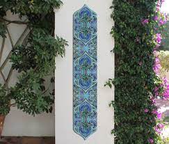Ceramic Wall Art Set Of 6 Ceramic Tiles To Decorate A Column Etsy Moroccan Wall Art Outdoor Wall Art Ceramic Wall Art