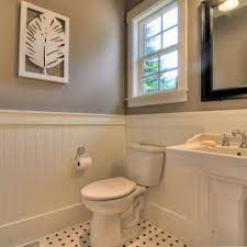 While any wallpaper is fair game in the powder room, we love the idea of. Wainscoting Powder Room Design Ideas Pictures Remodel And Decor Wainscoting Stairs Faux Wainscoting Powder Room Design