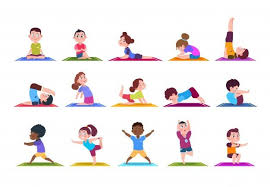 Joga Dlya Detej Multfilma Deti Zanimayutsya Jogoj Sportivnye Devochki I Malchiki V Trenazhernom Zale Nabor Simvolov Yoga For Kids Yoga Cartoon How To Do Yoga