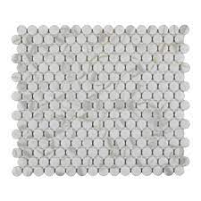 Continue reading to see a few designs that can help inspire you to take another look at penny tiles as a modern choice for today. Mohawk Ristoria Calacatta Gold 11 X 13 Glazed Ceramic Penny Round Mosaic Tile At Menards