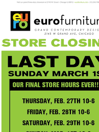 Eurofurniture talks to leading italian furniture makers on the phone. Euro Furniture Don T Miss Out Store Closing Sale 50 70 Off Ends 3 1 Milled
