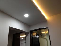 Concealing Aircon Tubing With False Ceiling With Tube Lighting And Downlights Like This But Narrower And Ceiling Light Design False Ceiling New Home Designs