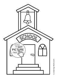 These school coloring pages are a great way to get your kid's excited about back to school. School Building Coloring Page Classes Coloring Page For Kids Printable Free School Coloring Pages House Colouring Pages Coloring Pages For Kids