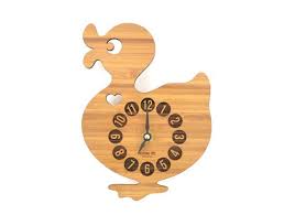 Bamboo Animal Clock Baby Nursery Decor Wooden Duck Clock For Children S Room Wood Wall Clock Uniq Relojes De Madera Rompecabezas De Madera Relojes De Pared