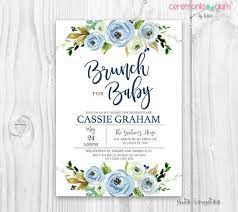Brunch Baby Shower Invitation Boy Dusty Blue Floral Invite Etsy Boy Shower Invitations Baby Shower Invitations For Boys Baby Shower Invitations