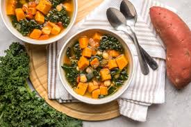 Sweet Potato Kale Soup Recipe Cozy Healthy From My Bowl Recipe Sweet Potato Kale Kale Soup Recipes Kale Soup