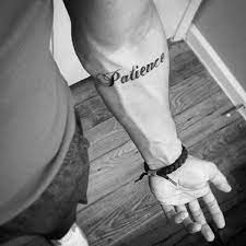 The elephant is also said to bring good luck in some cultures that is why it's often portrayed in the tattoo world. 30 Patience Tattoo Designs Fur Manner Word Ink Ideen Mann Stil Tattoo Geduld Tattoo Tattoos Schreiben Handgelenk Tattoos Fur Manner