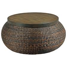 19h x 12w x 12d. Hammary Hidden Treasures Round Basket Cocktail Table With Wood Top Wayside Furniture Cocktail Coffee Tables