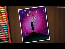 Girl With Balloons Drawing For Beginners With Oil Pastels Step By Step Youtube Oil Pastel Oil Pastel Paintings Oil Pastel Drawings
