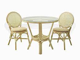 Special Offers 3 Pc Rattan Wicker Dining Set Round Table Glass Top 2 Denver Side Chairs Wicker Dining Set White Leather Dining Chairs Dining Table In Kitchen