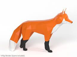 Low Poly Fox 3d Model In 2020 Corona Render 3d Model Polygon