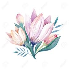 Realiza un dibujo con la ayuda de una crayola blanca, y luego pinta con las acuarelas sobre él. Conjunto De Flores Colorido Ramo Floral Con Hojas Y Flores Dibujo Acuarela Diseno De Primavera O Verano Para Invitaciones Bodas O Tarjetas De Felicitacion Fotos Retratos Imagenes Y Fotografia De Archivo Libres