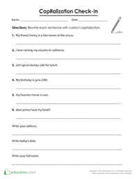 Capitalize on our worksheets that elucidate diverse ways of presenting your children with the a to z of capitalization. Capitalization Check In Worksheet Education Com