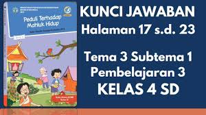 Kunci Jawaban Tema 3 Subtema 1 Pembelajaran 3 Halaman 17 23 Kelas 4 Sd Youtube