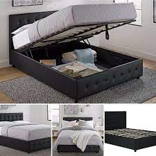 Don't forget to browse our selection of queen. Queen Size Bed Frame With Shoe Storage Tufted Headboard Leather Black Platform 752082507044 Ebay Bed Frame With Storage Queen Size Bed Frames Black Bed Frame
