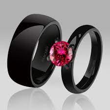 Love This Set Black Engagement Ring Black Wedding Rings Cool Wedding Rings