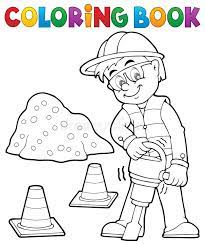 Coloring Book Construction Worker 3 Stock Vector Illustration Of Coloring Builder 60748649