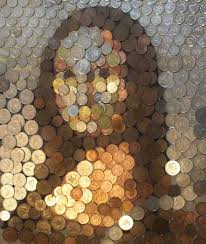 Money Lisa Hayley Whittingham Made This Creative Portrait Of Mona Lisa Using Us 12 54 And 1 30 Worth Of Coins She Calls The Piece Th Mona Lisa Coin Art Art