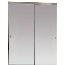 Impact Plus 60 In X 80 In Beveled Edge Backed Mirror Aluminum Frame Interior Closet Sliding Door With Chrome Trim Bms5068 The Home Depot Sliding Mirror Closet Doors Sliding Doors Interior