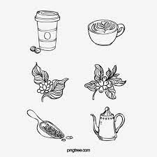 hand drawn black lineart coffee bean coffee pot coffee cup combination line hand painted coffee pot png transparent clipart image and psd file for free downl coffee cup tattoo coffee tattoos