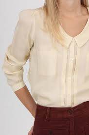 Neutral Blouse With Peter Pan Collar 3 4 Length Sleeves Rust High Rise Jeans Different Perfect Blouse Fashion Clothes