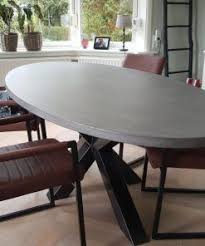 betonlook eettafel ovaal matrix poot lok living eettafel ovale eettafels tafels