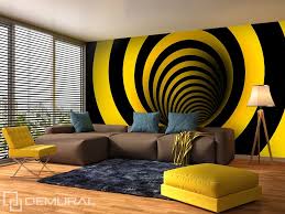 Curved In Yellow And Black Wallpaper Interior Design Bedroom Wall Designs 3d Wall Painting