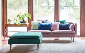 Modern Furniture In A Mid Century Style Home Huge Windows Ikea Soderhamn Sofa And Footstool With Bemz Respect Fabrics And Pre Rosa Sofa Kleines Sofa Sessel