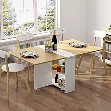 Amazon Com Tribesigns Folding Dining Table 6 Wheels Movable Dinner Table Extendable Table With Cab Folding Dining Table Extendable Dining Table Dining Table