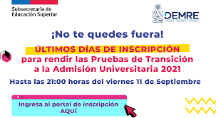 De transicin de estados, una. Plazo De Inscripcion A La Prueba De Transicion 2021 Se Extiende Hasta El 11 De Septiembre Subsecretaria De Educacion Superior