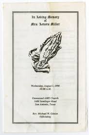 Funeral Program for Lenora Miller, August 1, 1990]