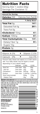 smiley cookie nutrition facts