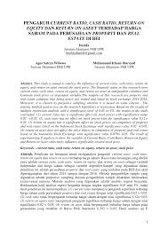 Analisis pengaruh roa, npm, eps dan per terhadap return saham. Pdf Pengaruh Current Ratio Cash Ratio Return On Equity Dan Return On Aseet Terhadap Harga Saham Pada Perusahaan Property Dan Real Estate Di Bursa Efek Indonesia