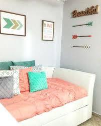 Cool Coral And Teal Bedroom Tattered And Inked Coral Aqua Girls Room Makeover Room Y Coral Teal Bedroom Tween Girl Bedroom Girls Bedroom Teal