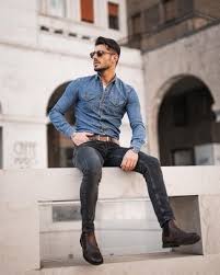 If you've been struggling with how to style with a denim jacket, this simple and quick style guideline is what you need. Blue Denim Jacket With Chelsea Boots Outfits For Men 69 Ideas Outfits Lookastic