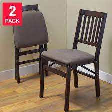Best choice products 48in multipurpose modern rectangular dining table office desk w/wood finish tabletop, steel frame. Stakmore Wood Folding Chair With Upholstered Seat Espresso 2 Pack Costco
